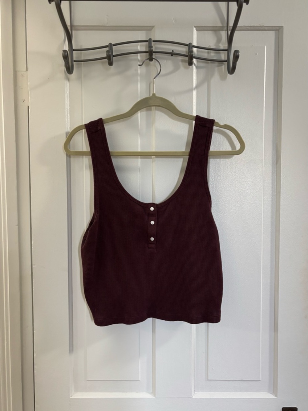 Old Navy Maroon Waffle Henley Tank